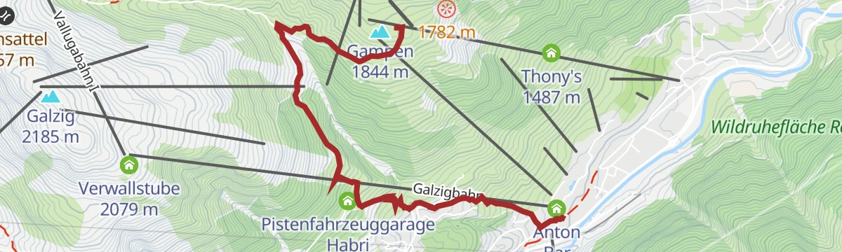 Route map: Sonnenaufgangswanderung Gampen